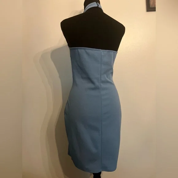 Charlotte Russe Blue Halter Dress Size M - Picture 6 of 11